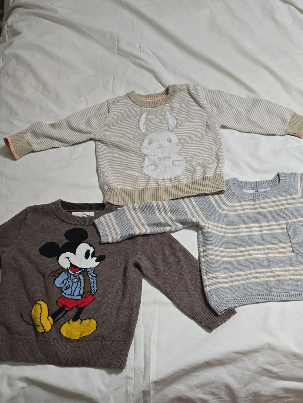 3 Bundle Kids Sweaters. H&M, Disney, and Cat & Jack.